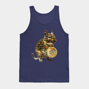 Degu Desert Mouse Rat with Flowers Mosaic Design Tank Top